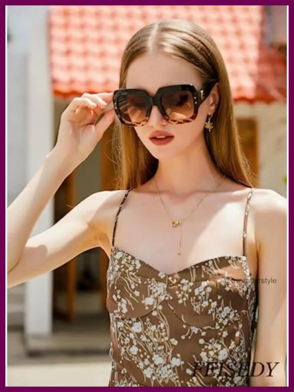 Retro Square Sunglasses Oversized Women Vintage Trendy Plastic Frame UV